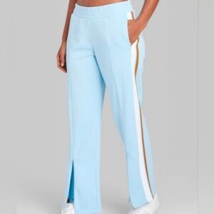 Target Track Pants Sky Blue with White and Tan Stripes